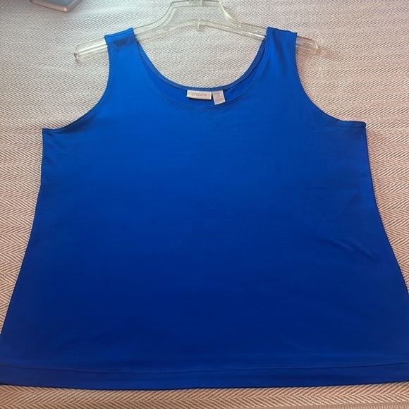 CHICOS Blue Sleeveless Tank Top Chico’s Sz 3 XL Pit to Pit 21 5/8” Preworn - Picture 9 of 14